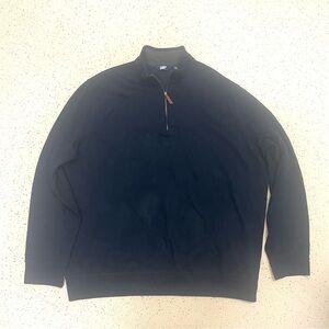 Lands' End Men's Navy Quarter Zip Pullover Sweater XXL Soft brushed Cotton